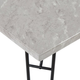 Beliani Dining Set With Grey And Black Marble-Veneer Top And 2 Space-Saving Benches, L110 X D70 X H76Cm - thumbnail 7