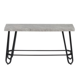 Beliani Dining Set With Grey And Black Marble-Veneer Top And 2 Space-Saving Benches, L110 X D70 X H76Cm - thumbnail 1