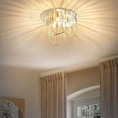 Beliani Chrome Crystal Chandelier - Polished Chrome Frame With Large Cut Glass Crystals, W45 X D45 X H38Cm - image 1