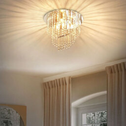 Beliani Chrome Crystal Chandelier - Polished Chrome Frame With Large Cut Glass Crystals, W45 X D45 X H38Cm - thumbnail 1