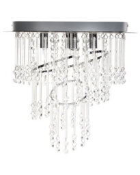 Beliani Chrome Crystal Chandelier - Polished Chrome Frame With Large Cut Glass Crystals, W45 X D45 X H38Cm - thumbnail 2