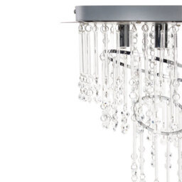 Beliani Chrome Crystal Chandelier - Polished Chrome Frame With Large Cut Glass Crystals, W45 X D45 X H38Cm - thumbnail 3