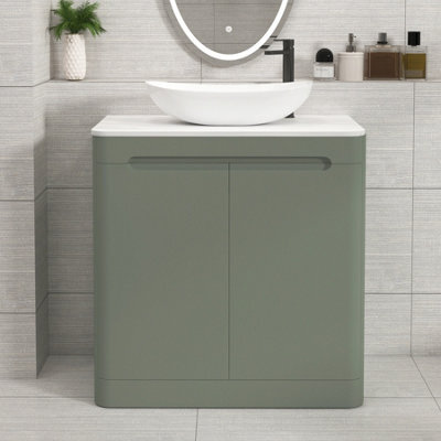 Royal Bathrooms Venice 800mm Sage Green Freestanding Bathroom Countertop Vanity Unit 2 Door With Cesar Basin - image 1