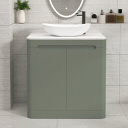 Royal Bathrooms Venice 800mm Sage Green Freestanding Bathroom Countertop Vanity Unit 2 Door With Cesar Basin - thumbnail 1