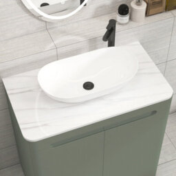 Royal Bathrooms Venice 800mm Sage Green Freestanding Bathroom Countertop Vanity Unit 2 Door With Cesar Basin - thumbnail 6