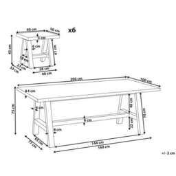 Beliani Garden Dining Set With Stools 6 Seater Tonnare Concrete Grey - thumbnail 3