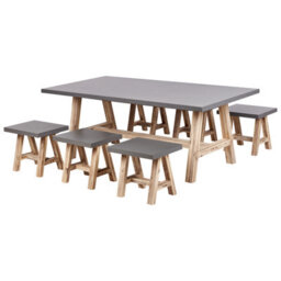Beliani Garden Dining Set With Stools 6 Seater Tonnare Concrete Grey - thumbnail 1
