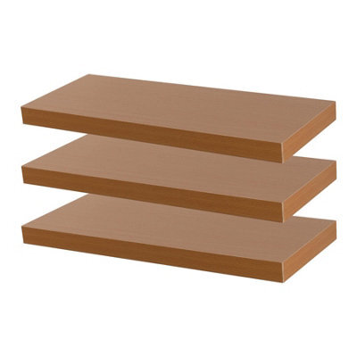 Harbour Housewares 60Cm Floating Wall Shelves- Brown - Photo Gallery Bookshelf Wall Shelves For Storage & Display - Set Of 3 - image 1