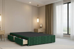 "Nexus Verona Emerald Plush Divan Bed Base 2 Drawers Right Side With 54"" Floor Standing Headboard 12"" Footboard 3' Single" - thumbnail 6