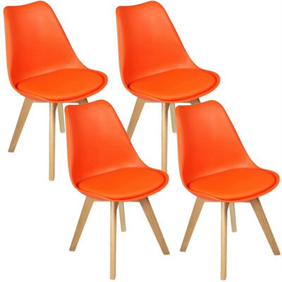 4Pcs Orange Tulip Dining Chairs With Beech Wood Legs - image 1