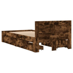Berkfield Bed Frame With Headboard Without Mattress Smoked Oak 90X200 Cm - thumbnail 7