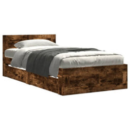 Berkfield Bed Frame With Headboard Without Mattress Smoked Oak 90X200 Cm - thumbnail 2
