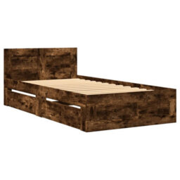 Berkfield Bed Frame With Headboard Without Mattress Smoked Oak 90X200 Cm - thumbnail 3