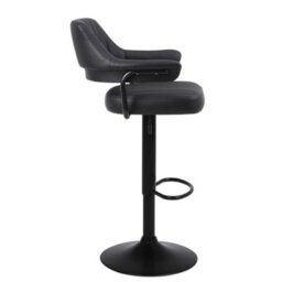 2 X Plush Black Bar Stools, Gas Lift, Breakfast Kitchen Bar Padded Arms & Back - thumbnail 5