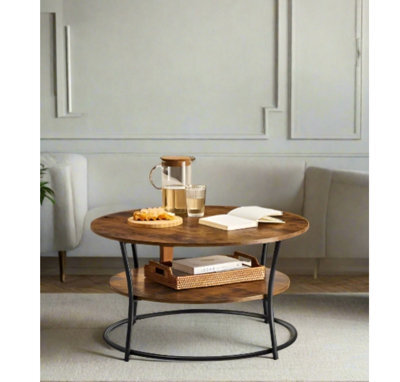 Modcraft Round Coffee Table With 2 Tiers - Rustic Brown - image 1