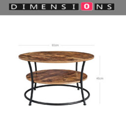 Modcraft Round Coffee Table With 2 Tiers - Rustic Brown - thumbnail 4