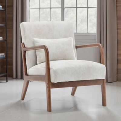 Faux Leather Suede Cream Hertford Accent Chair - image 1