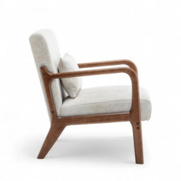Faux Leather Suede Cream Hertford Accent Chair - thumbnail 6