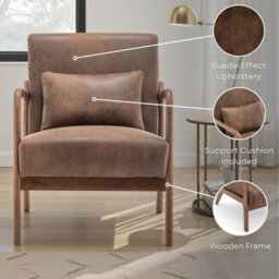 Faux Leather Suede Cream Hertford Accent Chair - thumbnail 8