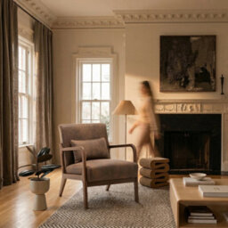 Faux Leather Suede Cream Hertford Accent Chair - thumbnail 9