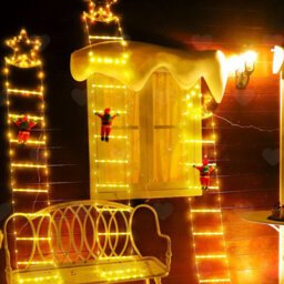Amorly 2.2M 10 Ladder 205 Led Christmas Ladder Lights With Santa Claus, Warm White Decorative Lights For Indoor And Outdoor Xmas Displays - thumbnail 7