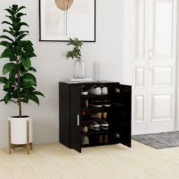 Berkfield Shoe Cabinet Black 60X35X70 Cm Engineered Wood - thumbnail 1
