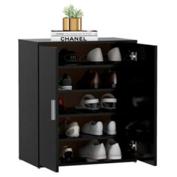 Berkfield Shoe Cabinet Black 60X35X70 Cm Engineered Wood - thumbnail 4