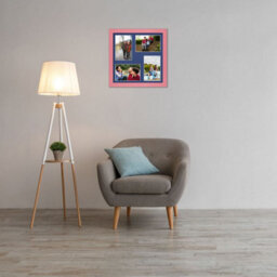 AK Frames 12X12 Pastel Pink Modern Multi Photo Frame With Blue Mount - Holds 4 Apertures (4X) 6X4 Photos - thumbnail 3