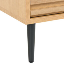 Wyld and Coco Nova Living Bedside Table - Light Brown Mdf With Iron Legs, 2 Drawers, Mid-Century Style - thumbnail 7