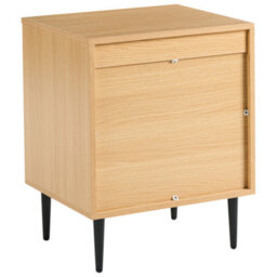 Wyld and Coco Nova Living Bedside Table - Light Brown Mdf With Iron Legs, 2 Drawers, Mid-Century Style - thumbnail 5