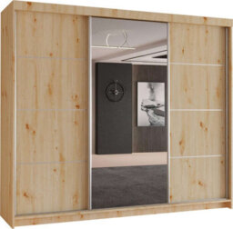Sliding Wardrobes 4 u LTD Modern Sliding Door Wardrobe With Mirror - Spacious Bedroom Storage Cabinet In 4 Colors (Artisan, 250Cm) - thumbnail 2