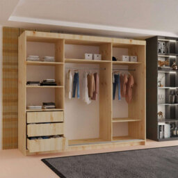 Sliding Wardrobes 4 u LTD Modern Sliding Door Wardrobe With Mirror - Spacious Bedroom Storage Cabinet In 4 Colors (Artisan, 250Cm) - thumbnail 4