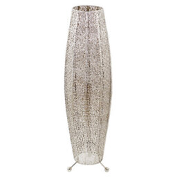 Happy Homewares Traditional And Ornate Floral Moroccan Floor Lamp In Polished Silver