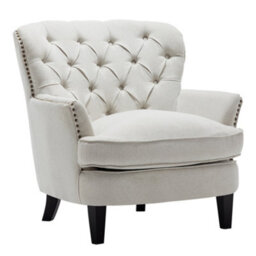 Living And Home Beige Buttoned Occasional Armchair Linen Upholstered Sofa Chair Tub Chair Accent Chair For Living Room Bedroom Office - thumbnail 4