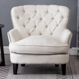 Living And Home Beige Buttoned Occasional Armchair Linen Upholstered Sofa Chair Tub Chair Accent Chair For Living Room Bedroom Office