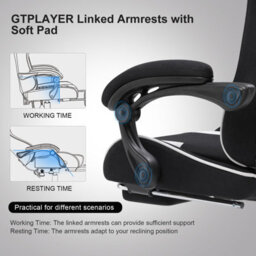 Gtplayer Fabric Gaming Chair, Massage Ergonomic Computer Chair With Footrest, Lumbar Support, Home Office Pc Racing Chairs, White - thumbnail 4