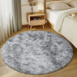 Large Round Shaggy Rug Light Grey - thumbnail 5