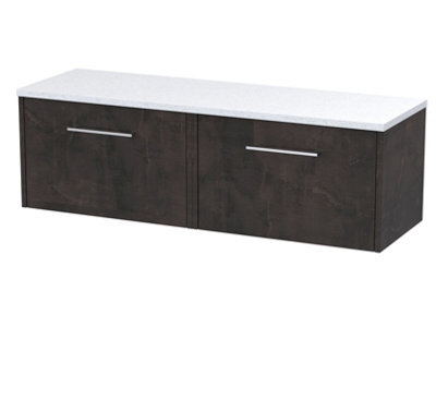 Nuie Hudson Reed Juno Wall Hung 2-Drawer Vanity Unit & Sparkling White Worktop, Countertop Basin Unit In Metallic Slate, 1200mm - image 1