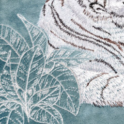 Paoletti Odisha White Tiger Embroidered Feather Rich Cushion - thumbnail 4