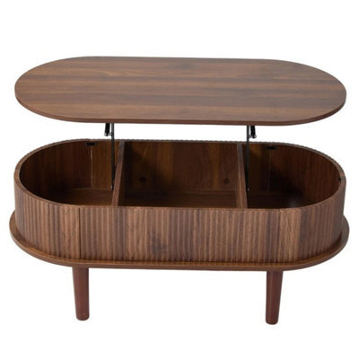 Walnut Wooden Coffee Table With Storage Lift Up Top Coffee Table For Living Room - image 1