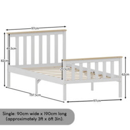 Lassic Vida Designs Milan White & Pine 3Ft Single Wooden Bed Frame - High Foot End - thumbnail 3