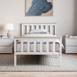Lassic Vida Designs Milan White & Pine 3Ft Single Wooden Bed Frame - High Foot End - thumbnail 2
