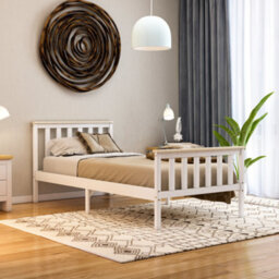 Lassic Vida Designs Milan White & Pine 3Ft Single Wooden Bed Frame - High Foot End - thumbnail 1