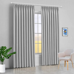 Aspire Homeware Light Grey Plain Blackout Curtains  Room Darkening Pencil Pleat Curtain Pair (W) 228Cm X (D)228Cm With Tie Back - thumbnail 8