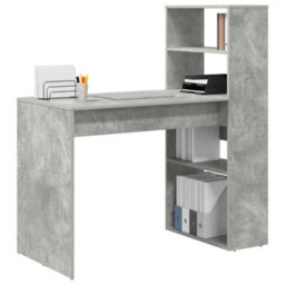 Berkfield Modern Desk With Storage Concrete Grey 113X54X120 Cm Engineered Wood - thumbnail 3