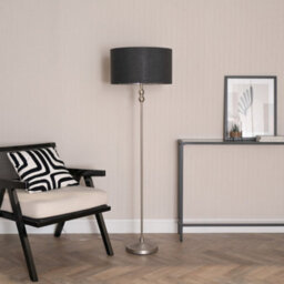 Valuelights Maggie Chrome Candlestick Floor Lamp With Charcoal With Chrome Inner Lamp Shade And Led Bulb - thumbnail 4