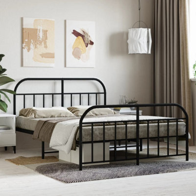 Berkfield Metal Bed Frame With Headboard And Footboard Black 135X190 Cm - image 1