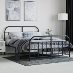Berkfield Metal Bed Frame With Headboard And Footboard Black 135X190 Cm - thumbnail 3