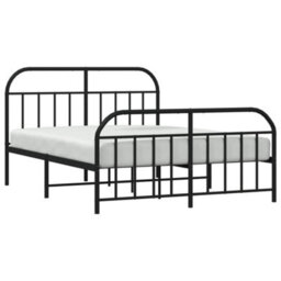 Berkfield Metal Bed Frame With Headboard And Footboard Black 135X190 Cm - thumbnail 4