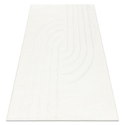 RugsX Curvy White 11 Curves Washable Rug, Structured, Embossed, Plush  80X150 Cm - image 1